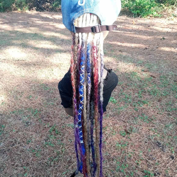 Platinum blonde rainbow ombre dreadlock extensions - Picture 5 of 9